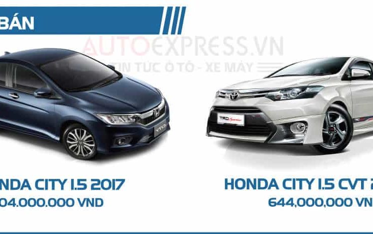 so sanh honda city 1.5 top 2017 va toyota vios gia ban 750x471 - So sánh Vios TRD Sportivo và Honda City 1.5 Top