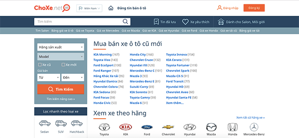 choxe.net  - 7 trang web mua bán xe ô tô uy tín tại Việt Nam