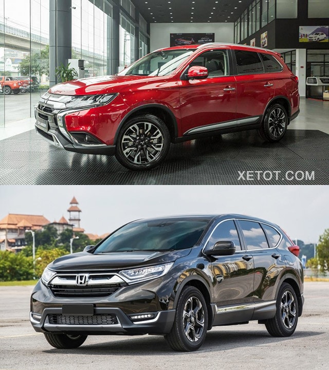 outlander vs honda crv 2020 muaxegiatot vn - So sánh xe 7 chỗ Mitsubishi Outlander và Honda CR-V tại Việt Nam